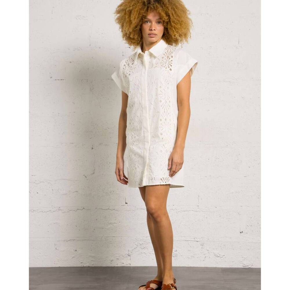 NEW SUNCOO cross mini dress in off-white